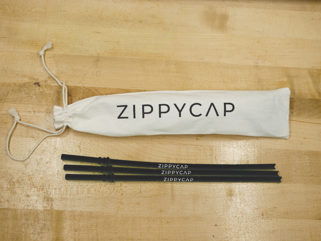 3-Pack of Replacement Straws Black ZippyCap